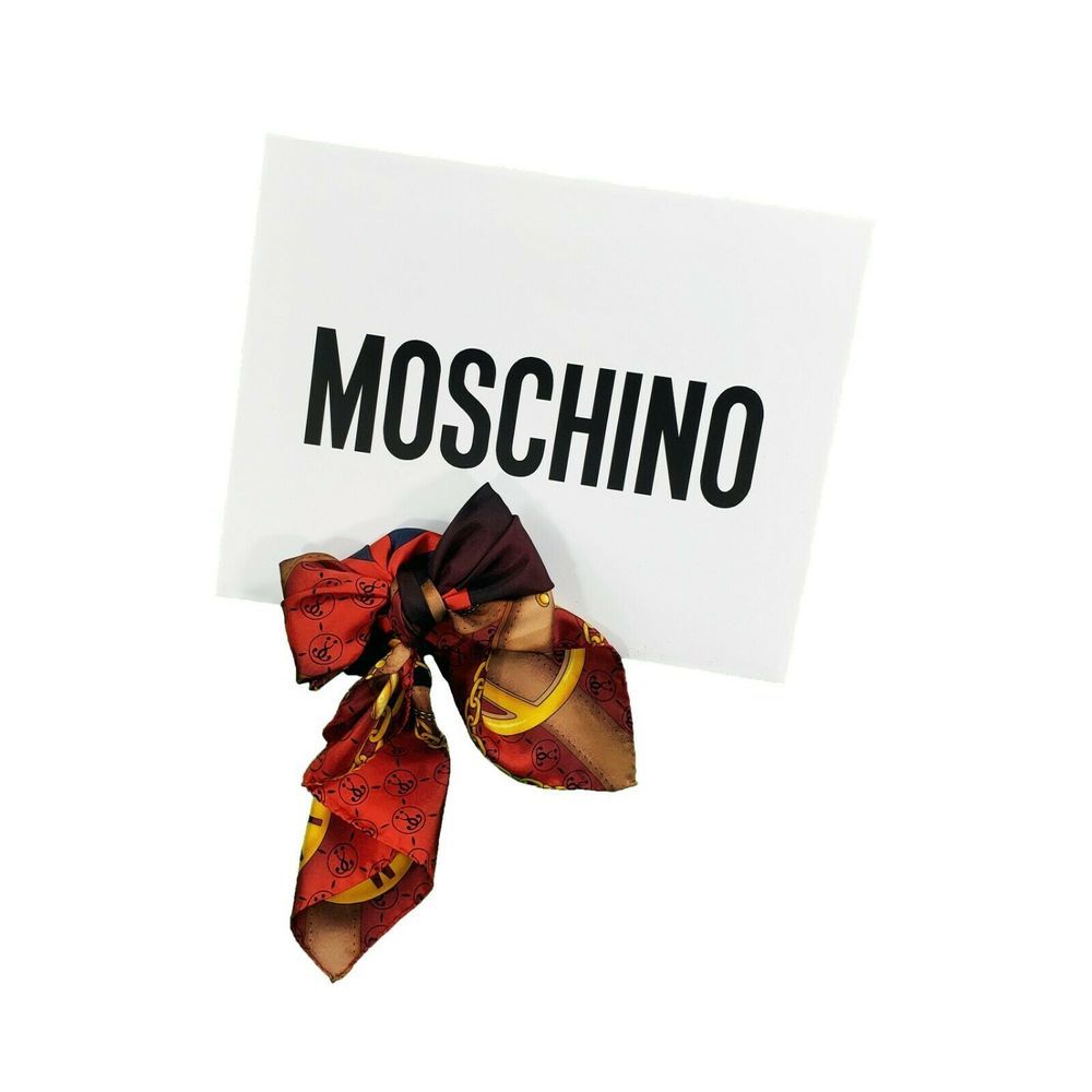 Moschino Red Question Mark Luggage Silk Scarf